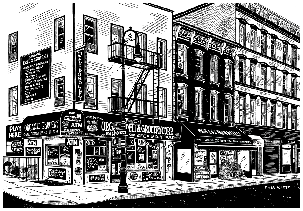 Julia Wertz Prints Collection 2023 Art Julia Wertz Greenpoint St & Manhattan Ave - 11x16