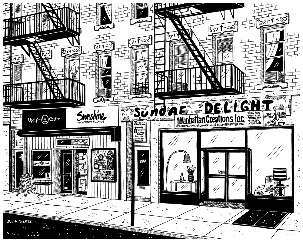 Julia Wertz Prints Collection 2023 Art Julia Wertz Greenpoint Upright Coffee - 11x14