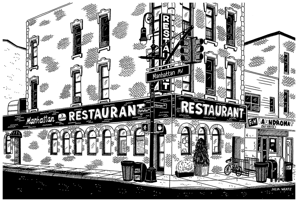 Julia Wertz Prints Collection 2023 Art Julia Wertz Greenpoint Triple Decker Diner - 12x18
