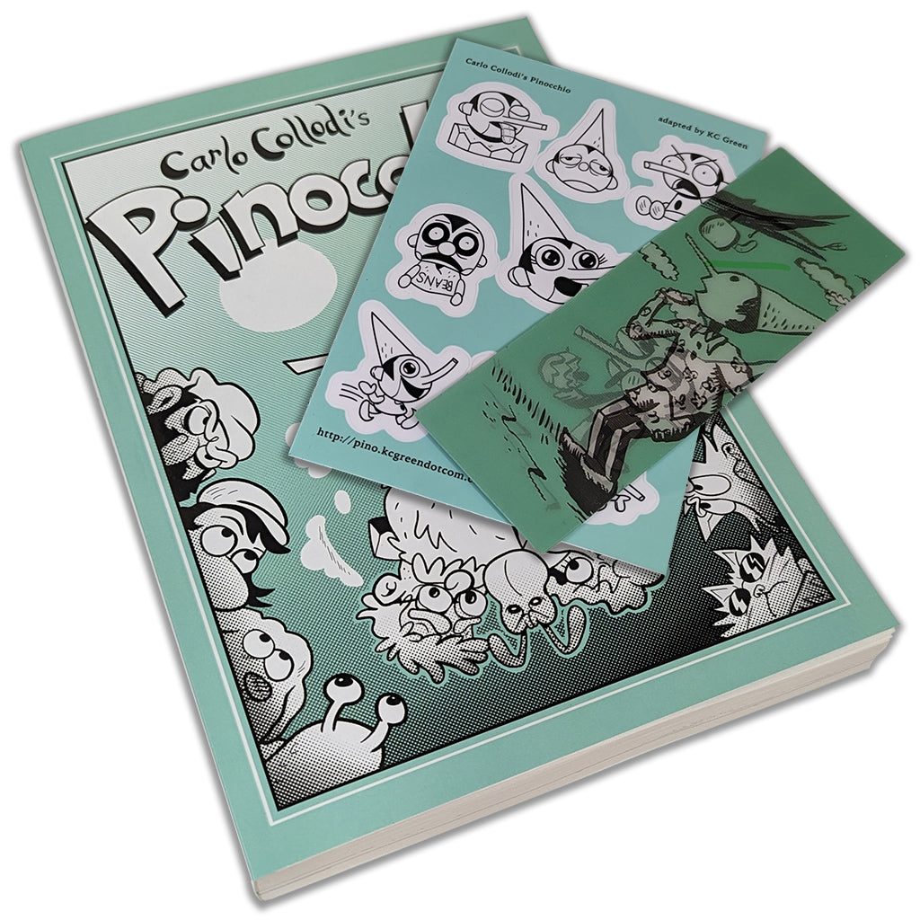 Carlo Collodi's Pinocchio adapted Books KC Green Book Plus Stickers and Bookmark!
