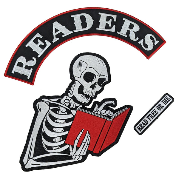 LIBRARY/READERS Skeleton Patch Set Pins and Patches Library Comic READERS