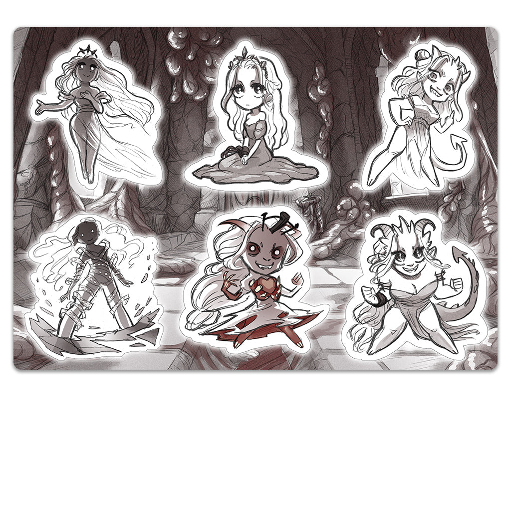 Slay the Princess - The Pristine Cut Sticker Sheets, Wave 1 Stickers Black Tabby Games Sheet 01