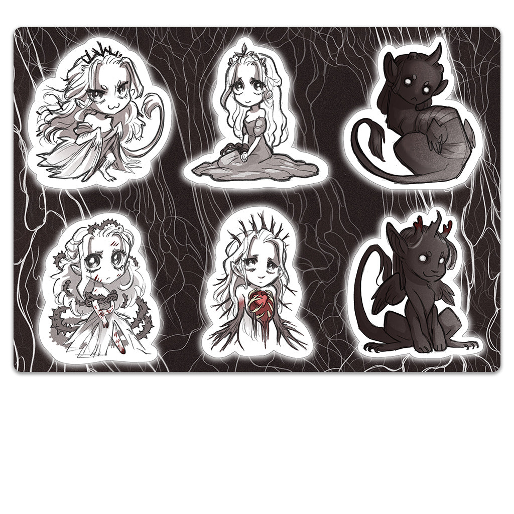 Slay the Princess - The Pristine Cut Sticker Sheets, Wave 1 Stickers Black Tabby Games Sheet 02
