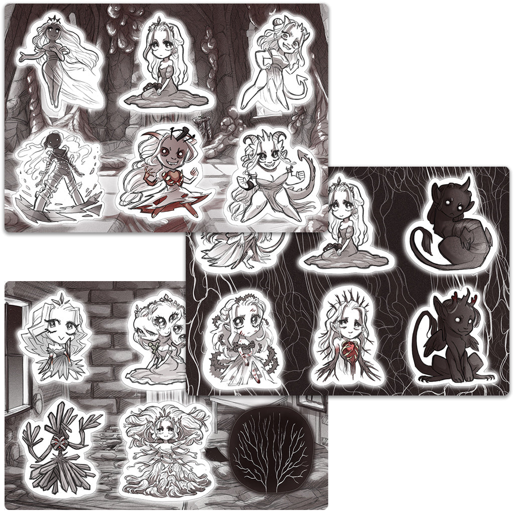 Slay the Princess - The Pristine Cut Sticker Sheets, Wave 1 Stickers Black Tabby Games All Three!