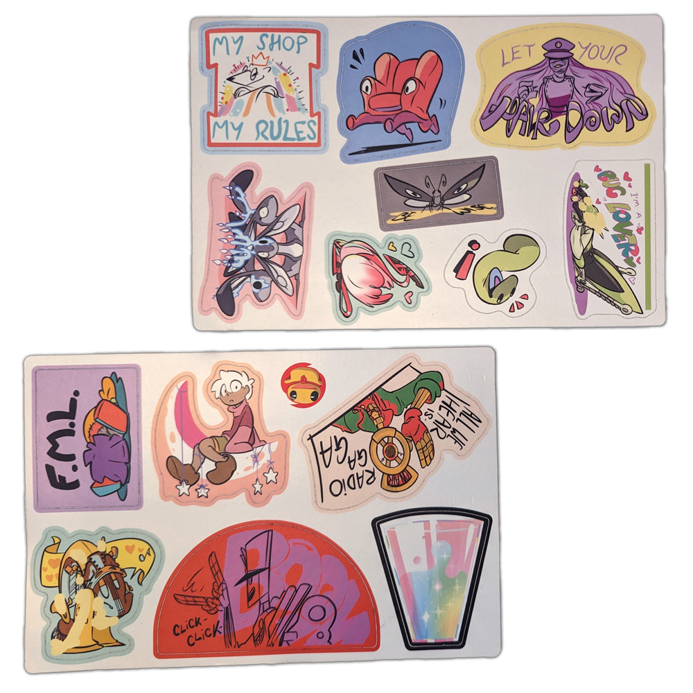 Fix 'Em Up Stick 'Em Up Sicker Sheet Sets Pins and Patches Sarah Jolley Misprint Set ($6)