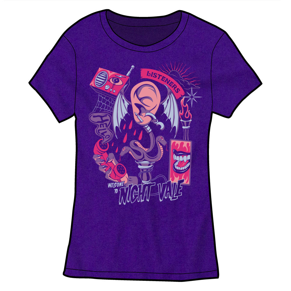 Hello Listeners Shirt Shirts Welcome to Night Vale Purple Fitted Small