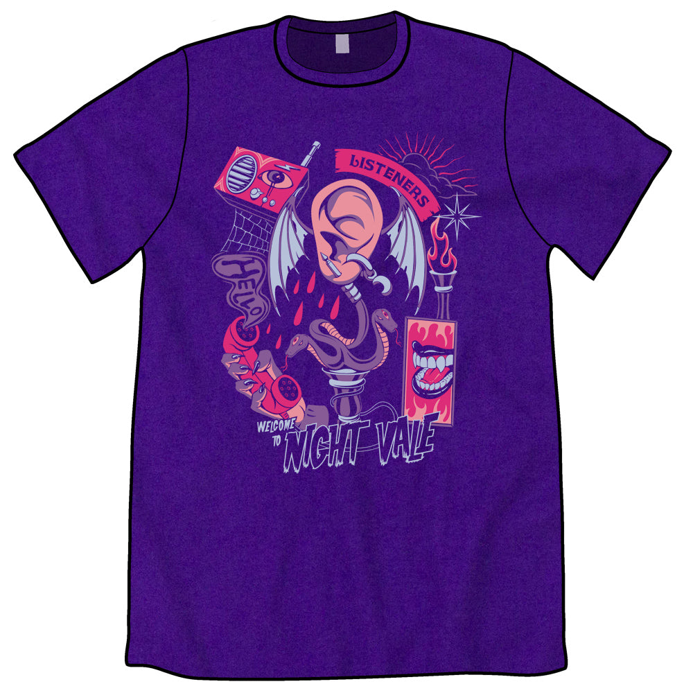 Hello Listeners Shirt Shirts Welcome to Night Vale Purple Unisex Small