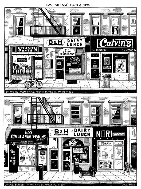 Cityscape Prints Art Julia Wertz B&H Then & Now - 9x12