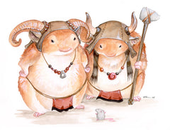 Hamster Art Prints Art Red Wombat Battle Hamsters - 12x16 ($14)