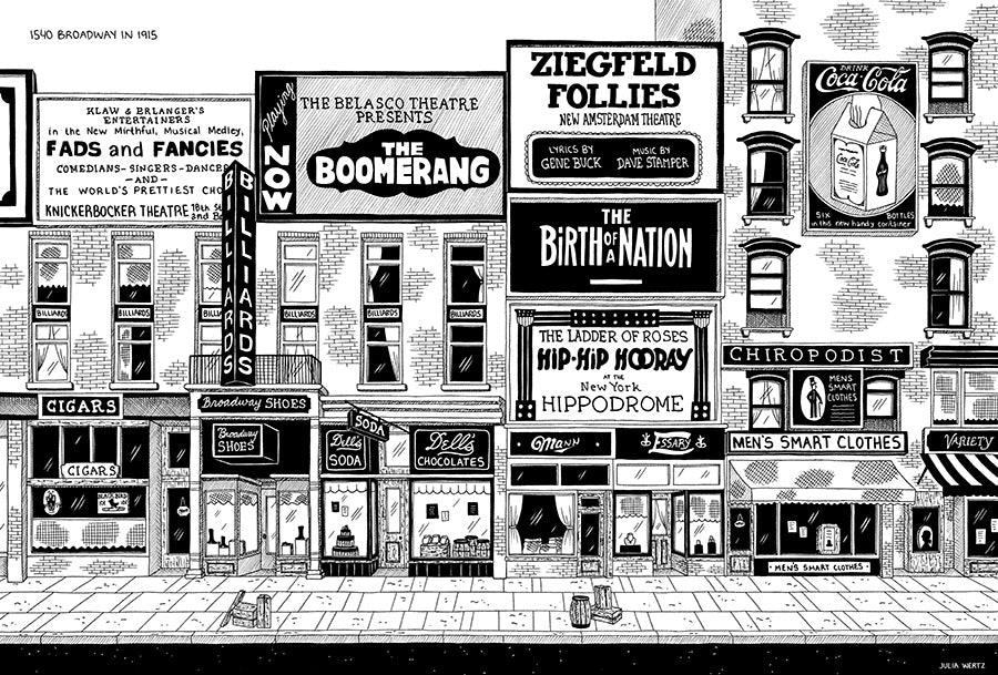 Cityscape Prints Art Julia Wertz Broadway 1915 - 18x12