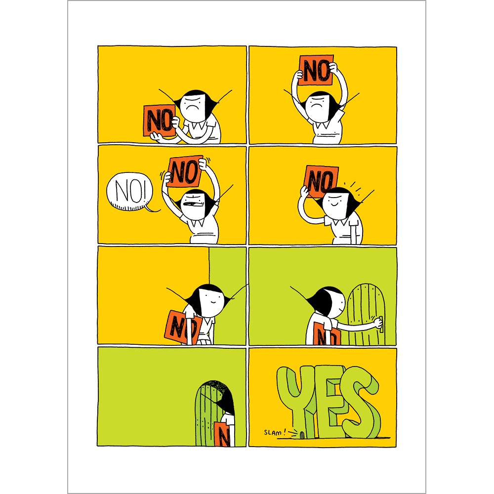 House of Yes Print (8.5x11") Art Cat and Girl