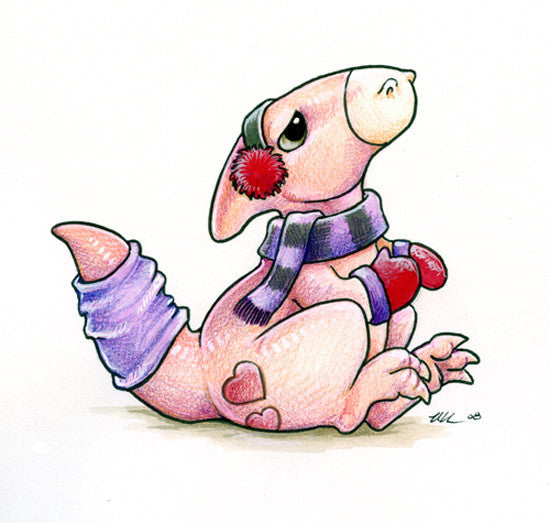Saurian Sweethearts Prints by Ursula Vernon Art Red Wombat Cold Hadrosaur - 12x12 ($12)