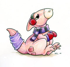 Saurian Sweethearts Prints by Ursula Vernon Art Red Wombat Cold Hadrosaur - 12x12 ($12)