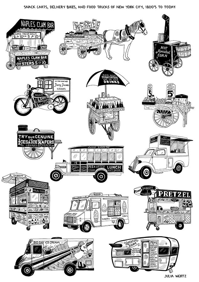 Cityscape Prints Art Julia Wertz Food Carts - 12x17