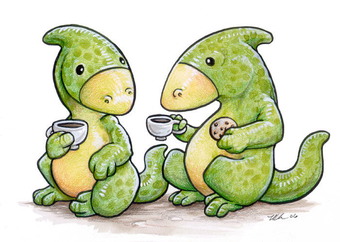 Saurian Sweethearts Prints by Ursula Vernon Art Red Wombat Hadro Tea - 16x12($14)