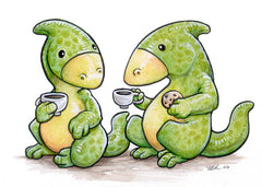 Saurian Sweethearts Prints by Ursula Vernon Art Red Wombat Hadro Tea - 16x12($14)
