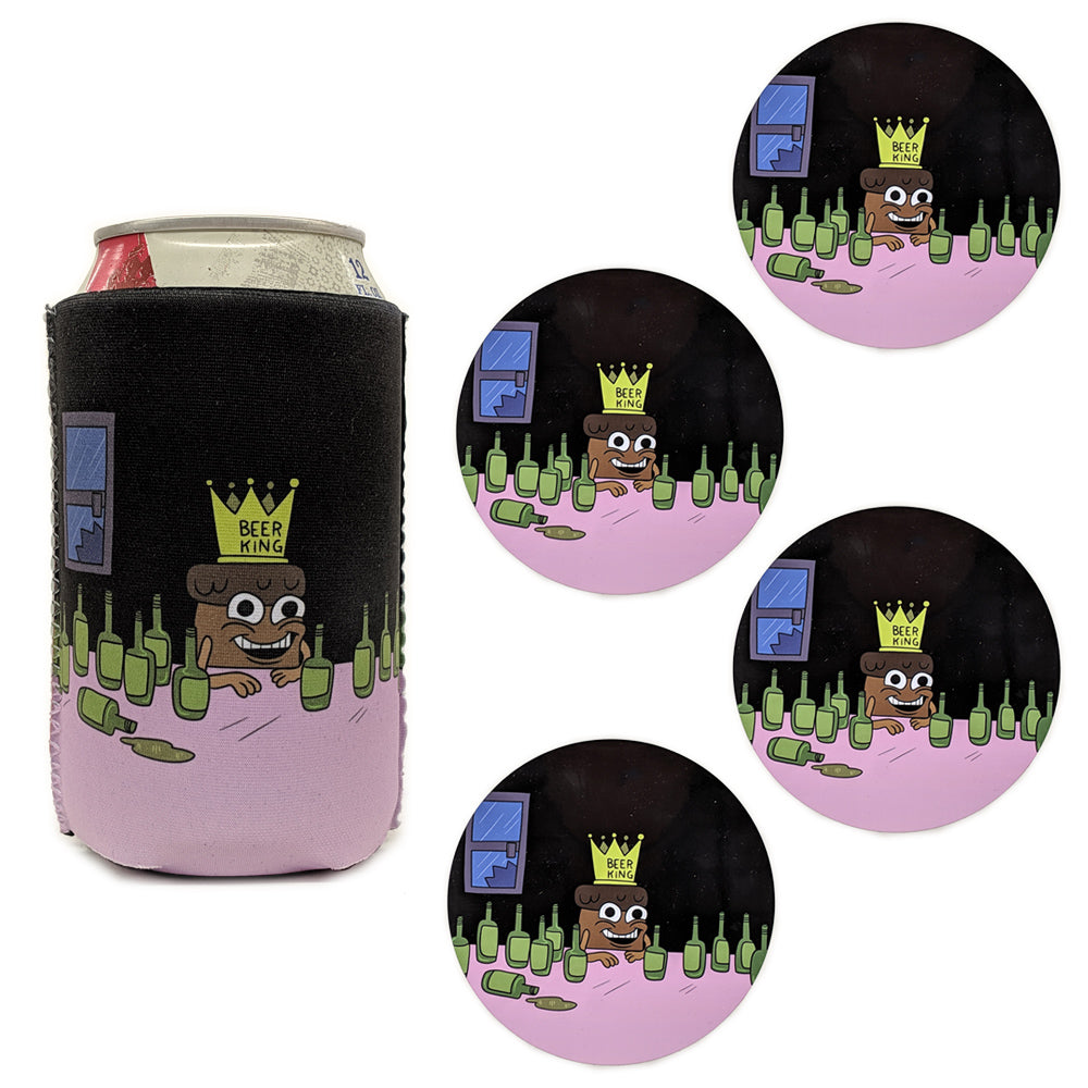 He is a Good Boy Beer King Drinking Accessories Accessories KC Green 1 Koozie and 4 Coasters