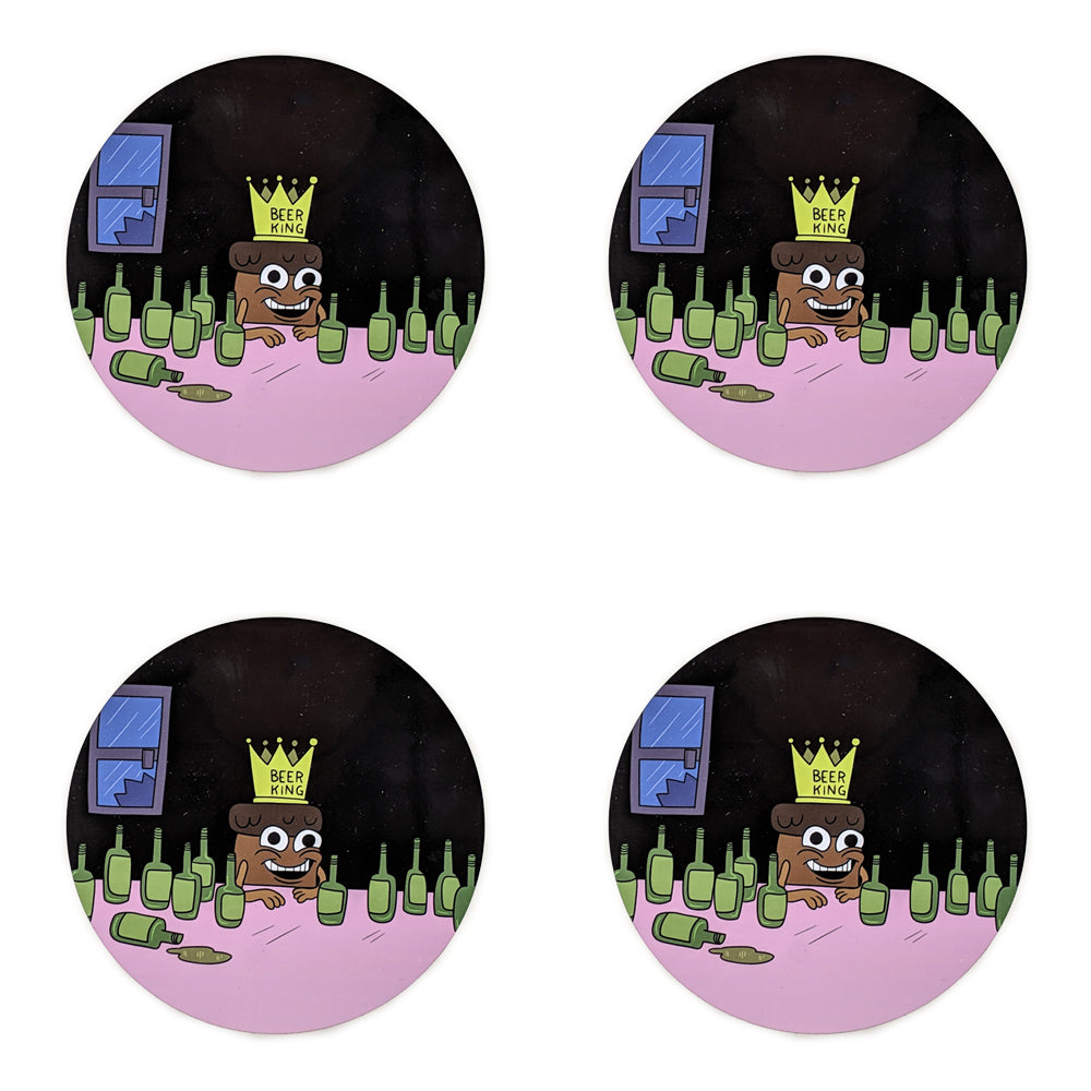 He is a Good Boy Beer King Drinking Accessories Accessories KC Green 4 Coasters