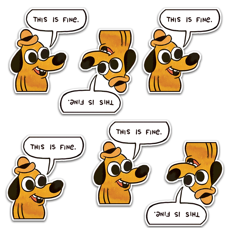 This is Fine Dog & Phrase Stickers 6-Pack Stickers KC Green