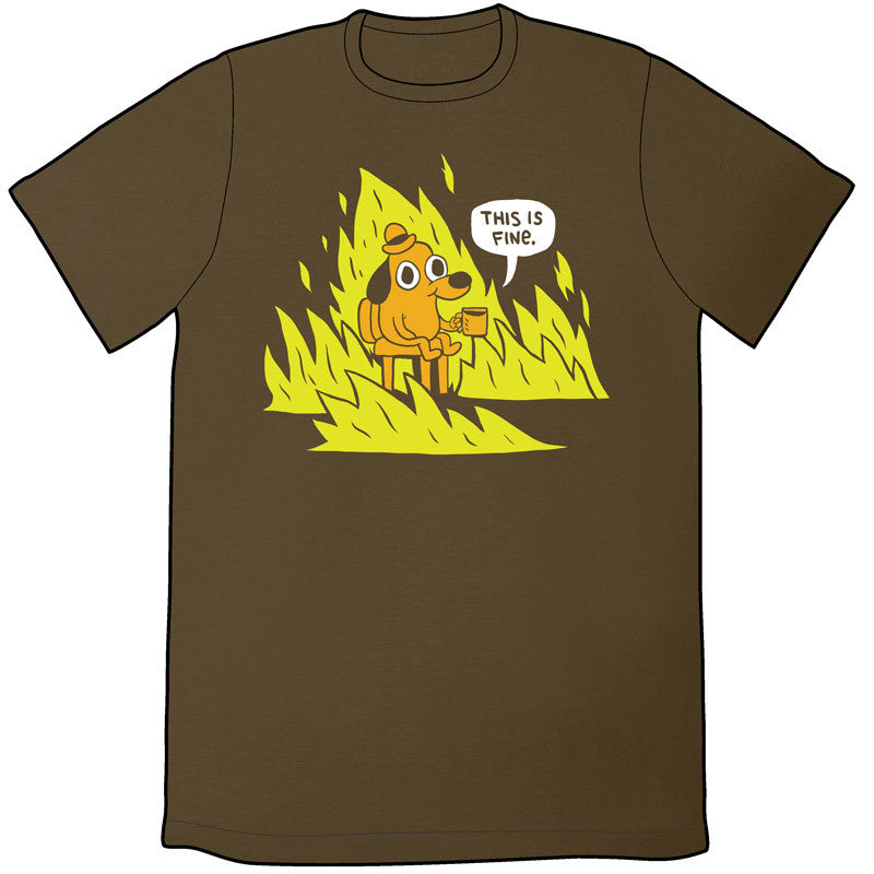 This Is Fine Shirt Shirts KC Green Army (DarkKhaki) Mens/Unisex Small