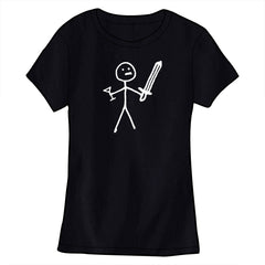 Minimalist Sword and Martini Guy Shirt Shirts Kingdom of Loathing Ladies Small