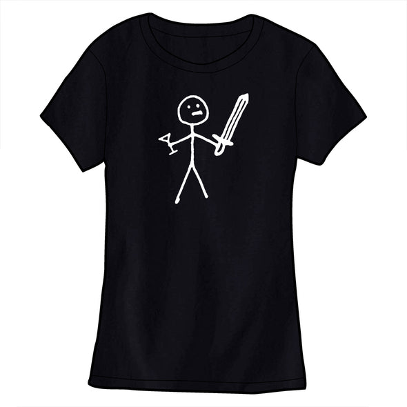 Minimalist Sword and Martini Guy Shirt Shirts Kingdom of Loathing Ladies Small