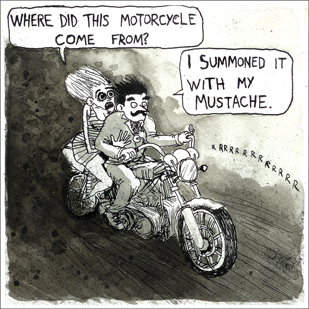 Phil McAndrew 12x12 Inch Prints Art Phil McAndrew Motorcycle Moustache