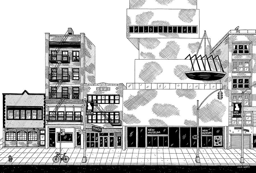 Cityscape Prints Art Julia Wertz New Museum Bowery - 18x12