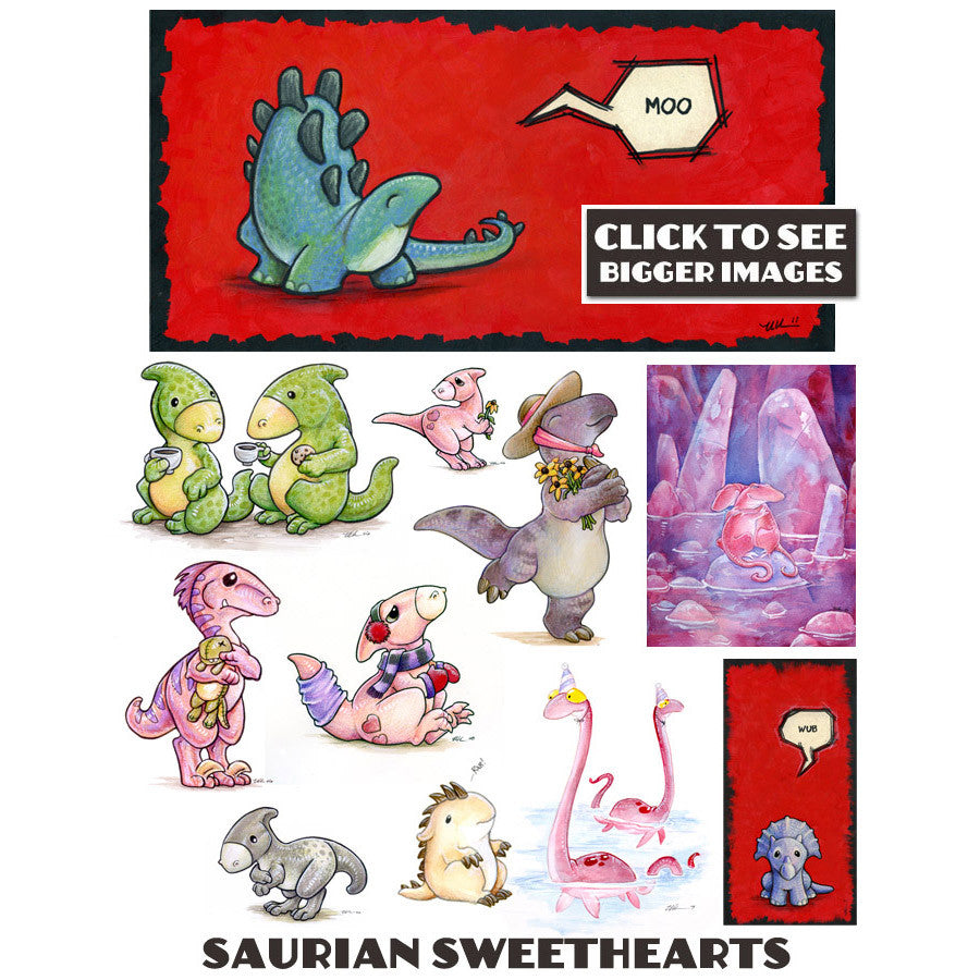 Saurian Sweethearts Prints by Ursula Vernon Art Red Wombat