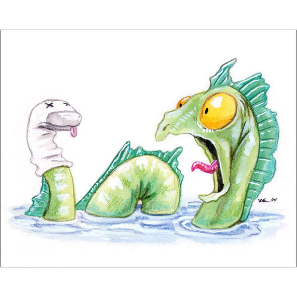 The Lurking Sock Puppet 10x8" Art Red Wombat