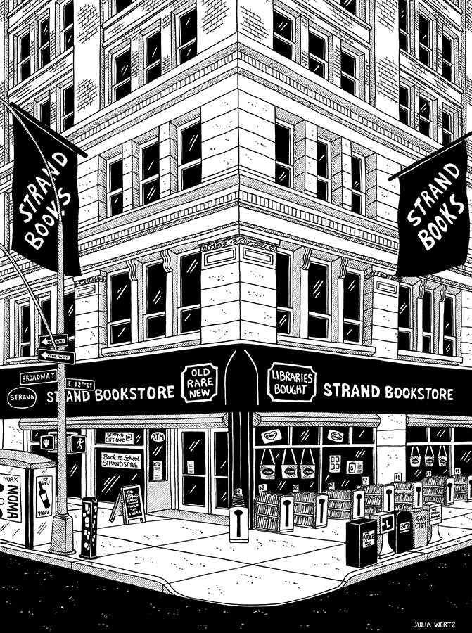 Cityscape Prints Art Julia Wertz The Strand - 10x13
