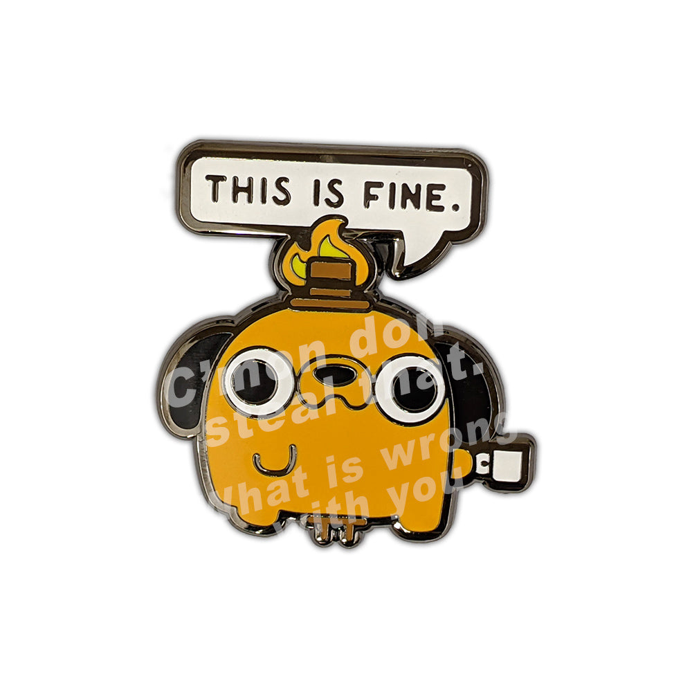 This is Fine Question Hound TealTeacup Pin Pins and Patches KC Green