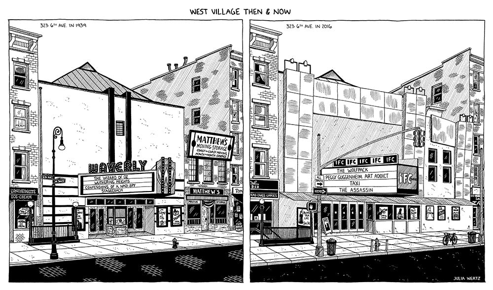 Cityscape Prints Art Julia Wertz West Village Then & Now - 18x10
